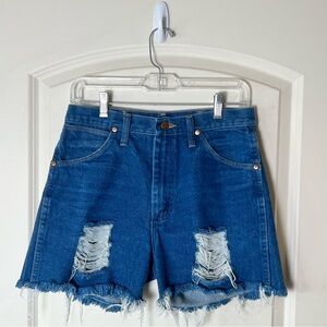 Wrangler Blue Distressed Denim Shorts